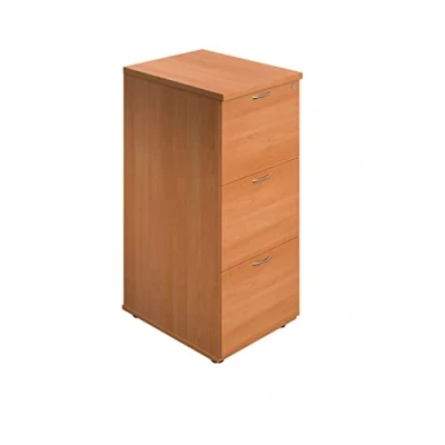 Image of Office Hippo Heavy Duty Filing Cabinet, Robust File Cabinet with Anti Tilt Mechanism, Lockable Storage for A4 or Foolscap Beech, 3 Drawer