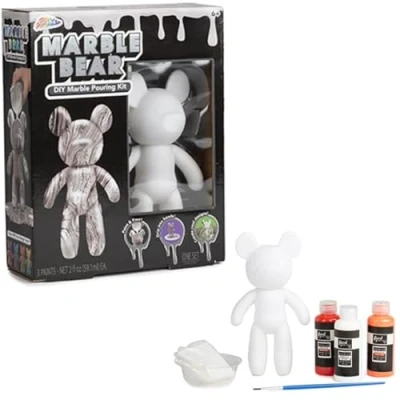 Image of RMS International Grafix Marble Bear Creative DIY Pouring Kit Design/Paint Your Own Childrens Kids Art &amp; Craft 6+ Years (Grey)