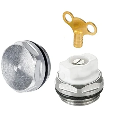 Image of UKDeals Direct® Radiator AIR Bleeder, Blank Cap Set Manual Vent Bleed Plug Valve Kit 1/2&quot; BSP Including Brass Key