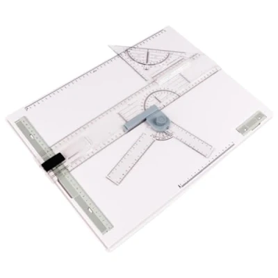 Image of A3 Drawing Board Portable Graphic Architectural Sketch with Parallel Motion Sliding Ruler Drafting Table