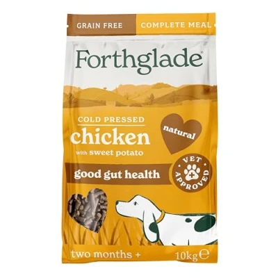 Image of Forthglade Dry Dog Food, Cold Pressed, (10kg Resealable Bag), Chicken with Vegetables, Hypoallergenic Grain Free, Complete Natural Puppy, Adult and Senior Food for Good Gut Health