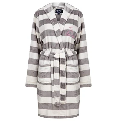 Image of Tokyo Laundry Women&#039;s Striped Hooded Dressing Gown Grey/White S