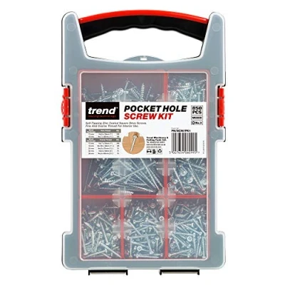 Image of Trend Pocket Hole Screws For Hard &amp; Softwoods, Assortment Pack Of 850, Self Tapping Zinc Coated Square Drive In Carry Case, PH/SCW/PK1