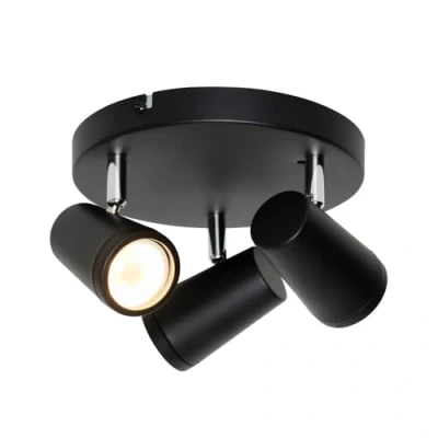 Image of LITECRAFT Trisha Spotlight Plate Bathroom GU10 Adjustable 3 Light Matte Black