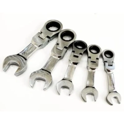 Image of Dunnet Tools Flexi Ratchet Spanners Stubby Metric 5 Piece Automotive Garage Workshop 5pc Set Mechanics Tool Ratcher Spanner Kit Compact Hand