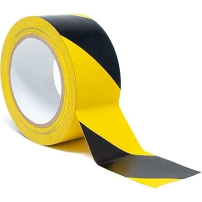Image of 2You BLACK AND YELLOW HAZARD TAPE ROLL SELF ADHESIVE SAFETY CAUTION WARNING BARRIER 33 Metres Long x 50mm Wide (2)