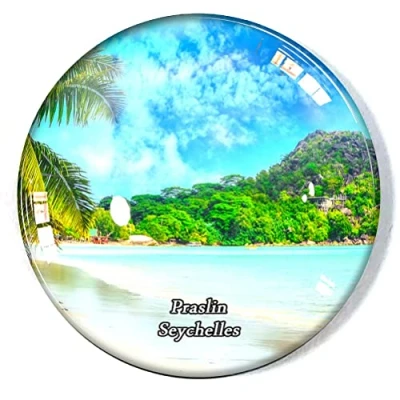 Image of Praslin Seychelles Fridge Magnet Refrigerator Freezer Souvenir Decoration Sticker Glass Crafts