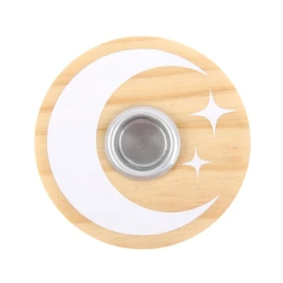 Image of Wooden Moon Spell Candle Holder with Mystical Design Something Different Wholesale