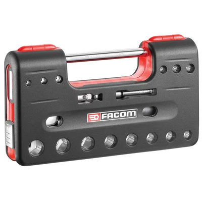 Image of Facom JL.DBOX1 Hexagon Socket Set in Detection Box, 8mm 22mm, 3/8&quot; Square Drive, 18 Pieces