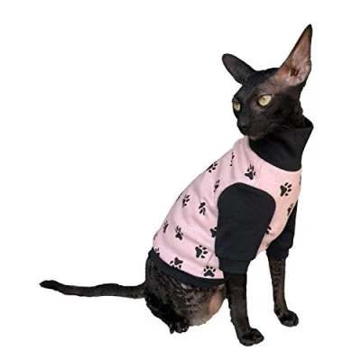 Image of Kotomoda Sphynx Cat&#039;s winter sweater PINK HappyPaws Naked Cat Hairless Clothes (L)