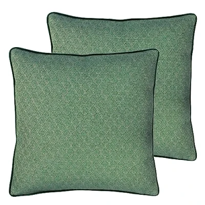 Image of Paoletti Blenheim Geometric Feather Filled Cushion Twin Pack, Forest Green, 45 x 45cm