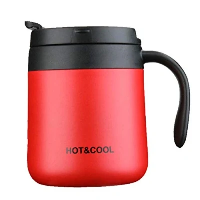 Image of Gteller 12oz Stainless Steel Coffee Mug, Double Wall Insulated Vacuum Mug with Lid and Handle Keeping Beverage hot Cold (Red)