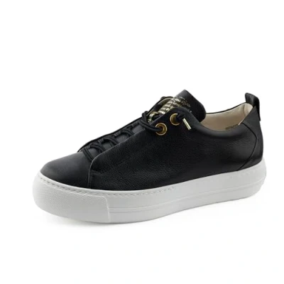 Image of Paul Green Womens Mastercalf Sneakers, Black Schwarz Gold 023, 4 UK