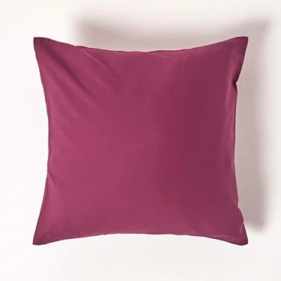 Image of HOMESCAPES Plum Purple Pure Egyptian Cotton Euro Size Pillowcase 40 x cm 200 TC 400 Thread Count Percale Equivalent Pillow Case with Zip Pack of 4