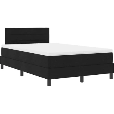 Image of Box Spring Bed with Mattress Black 120x190 cm Fabric Vidaxl