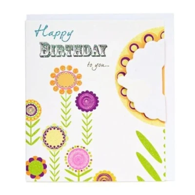 Image of PULP Pop Up CARD HONEYCOMB CHappy Brthday yellow flower Sun