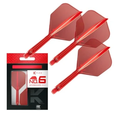 Image of TARGET Darts K Flex Integrated Dart Flight And Shaft, No.6 Red (Intermediate) Pack Of 3 No 6, Precision Moulded 2 In 1 Flights Stem Professional Accessories
