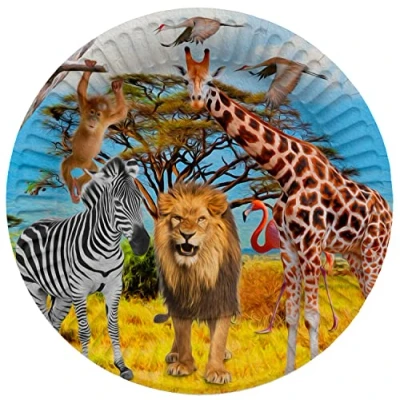 Image of Folat 61934 Paper Party Tableware Plates Round Diameter 23 cm Pack of 8 Disposable for Birthday Party, Baby Shower, Wedding, Bridal Multicoloured