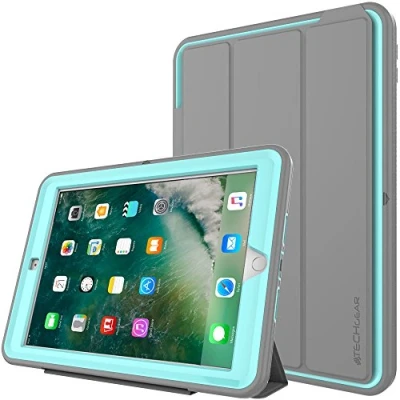 Image of TECHGEAR D FENCE Case fits New Apple iPad 9.7&quot; (2018/2017) Slimline Shock Proof Tough Rugged Protective Armour Defence Smart Kids Schools Builders Workman for 5th &amp; 6th Gen