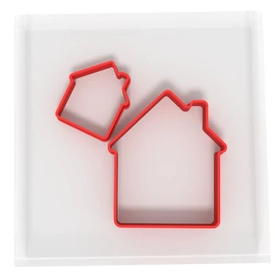 Image of Custom Cutters House Shaped Mini/Small Plastic Cutter for Baking, Fondant, Clay, Pastry, Icing, Jewellery (3CM + 5CM)