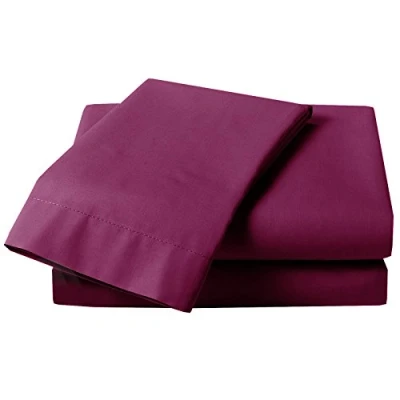 Image of Just Contempo Plain Percale Fitted Sheet, Double, Aubergine