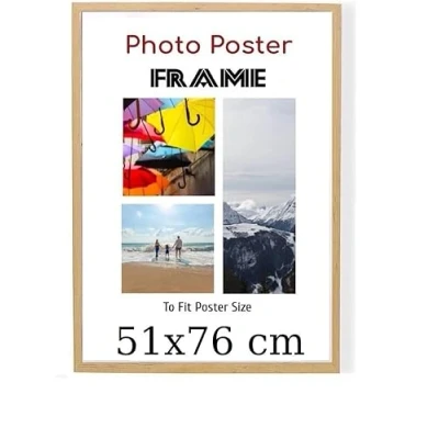 Image of Pine 51x 76 cm Poster Frames Large MDF Wooden 51x76cm Both Ways Wall Hanging Gallery Living Room Picture Frame With Styrene Shatterproof Perspex Sheets