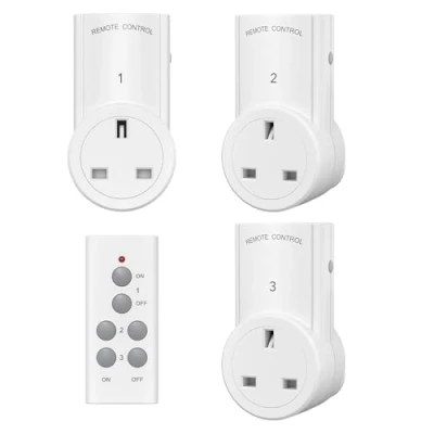 Image of HBN Remote Control Plug Socket,13A/3120W Wireless Light Switch 30M/100ft Operating Range for Household Appliances,3 Pack Sockets and 1