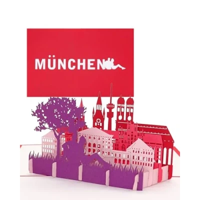 Image of Greeting Card &quot;Munich Panorama with Frauenkirch&quot; 3D Pop Up Munich Skyline City Map as Birthday Card, Souvenir, Invitation &amp; Travel Voucher Trip to Bavaria Holiday
