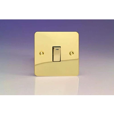 Image of Varilight 1 Gang 20A Double Pole Rocker Light Switch + Neon Indicator Polished Brass XFV20ND