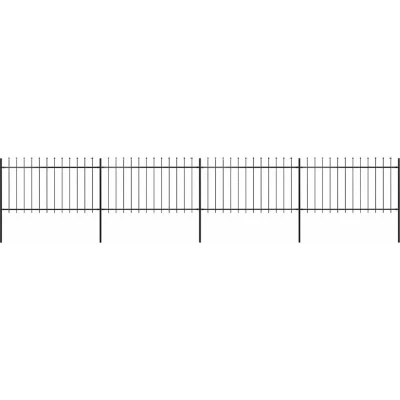 Image of vidaXL Garden Fence with Spear Top Steel 6.8x1 m Black