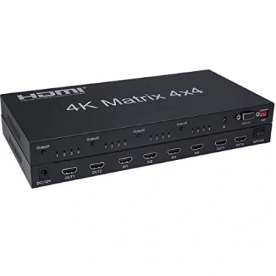 Image of 2.0 HDMI Matrix 4x4, 4K 60Hz 1080p（RGB/YUV 4：4：4）Switch Splitter 4 Input Out Converter RS232 EDID Switch (HDMI 4X4)