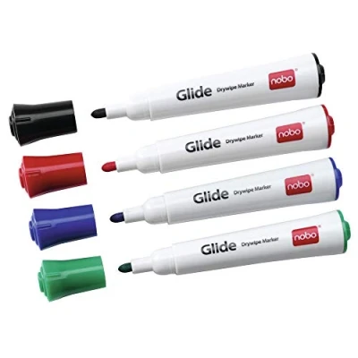 Image of Nobo Glide Dry Wipe Marker Assorted (Pack of 4)