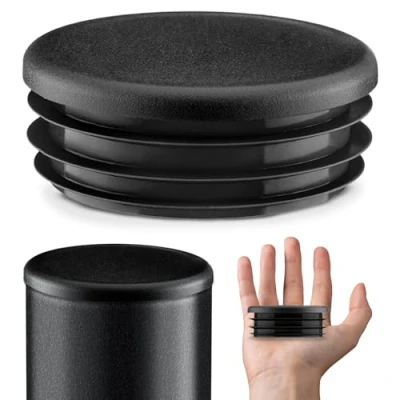 Image of Lamellar plugs End Caps for round pipe 80 mm 10 pcs. Black RAL 9005 Plastic 8 cm EMFA ®