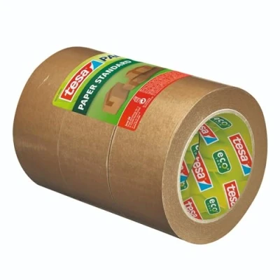 Image of tesa UK Pack Paper Standard Eco Friendly Packaging Tape, 56% bio Based Material Effective and Easy to Recycle Brown 3X 50 m x mm