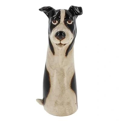 Image of Village Pottery Top Dog Vase Collection Boxer, Collie, Basset, Patch and More! (Collie)