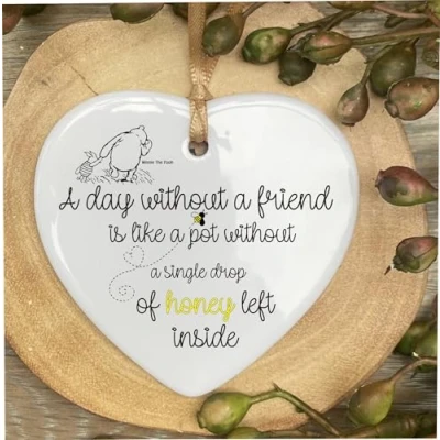 Image of Inspired By Walt Disney Winnie The pooh Honey Heart Quote Ceramic Shape Plaque Gift Sign cr15