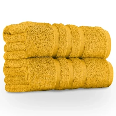 Image of GC GAVENO CAVAILIA Large Towels Bath Sheet 2 Pack 100% Egyptian Cotton Jumbo Highly Water Absorbent &amp; Quick Dry Extra Easycare Durable Ochre