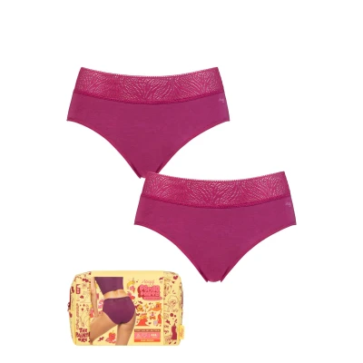 Image of Women&#039;s 2 Pack Sloggi Period Pants Hipster Medium Wine