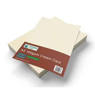 Image of A5 Cream/Ivory Card, 160gsm, Craft Laser &amp; Inkjet Printer, Copier Guaranteed, Arts Crafts, School, Office, Card Making, Printing, 100 Sheets, Prestige Paper