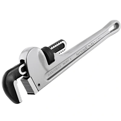 Image of MAXPOWER Pipe Wrench 14Inch/350mm, Aluminum Straight Heavy Duty Plumbing