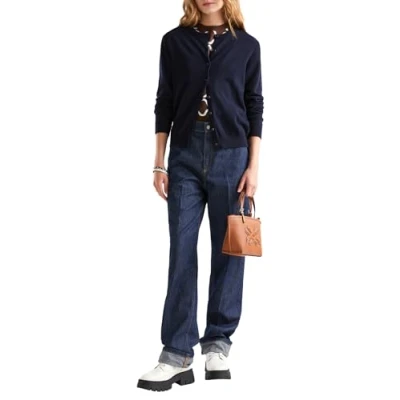 Image of United Colors of Benetton Women&#039;s Korean Jersey M/L 1035d5012 Cardigan Sweater, Blue, S