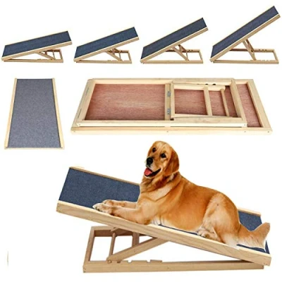 Image of Jupitor Safety Ramps Dog Ladder for Stair Car Pet Puppy Ramp Vehicle Folding Solid Wooden Large Small Folds Flat Travel Sofa and Bed Adjustable Height 100 * 40cm