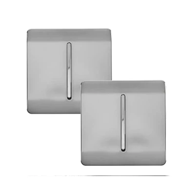 Image of Trendi 1 Gang 2 Way Artistic Modern Glossy 10 Amp Rocker Light Switch Stainless Steel (2 Pack)