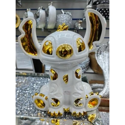 Image of Biznest Bling Crushed Diamond Silver Stitch Ceramic Sparkly Shelf Sitter Ornament Home Decor Best Gift (White Gold)