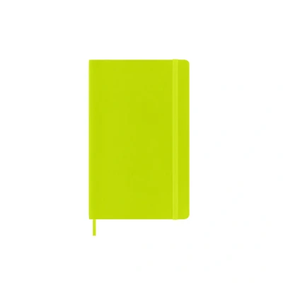 Image of Moleskine Classic Notebook, Plain Soft Cover and Elastic Closure, Size Large 13 x 21 cm, Colour Lemon Green, 240 Pages