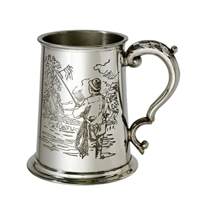 Image of Wentworth Pewter Fishing Scene 1 Pint Tankard