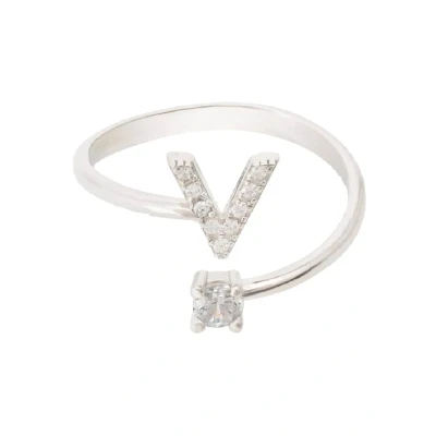 Image of Latelita Initial V Ring, Women&#039;s, Size: One Size, Silver