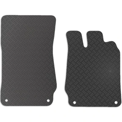 Image of Carsio Rubber Car Mats For Mercedes SL 350 2003 2011 Tailored Fit Floor Mat Set Complete Accessory Black Custom Fitted All Weather &amp; Heavy Duty, Anti Slip Backing with Clips