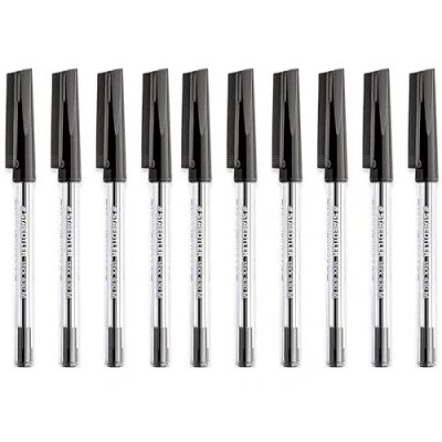 Image of STAEDTLER Medium 0.5mm 430 M Stick Ballpoint Pens Writing Pen Smooth Black Ink (10)