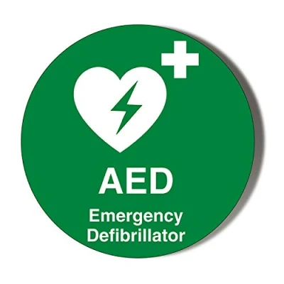 Image of Gift Insanity FIRST AID AED Automated External Defibrillator green LARGE 58mm BADGE